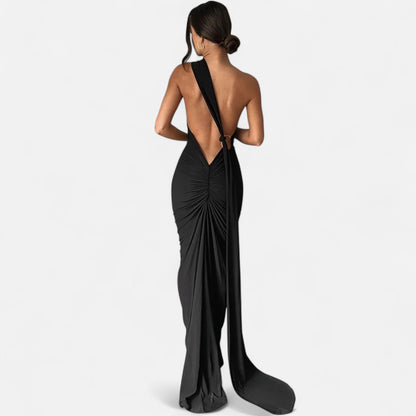 Damen Maxikleid Ein-Schulter-Neckholder