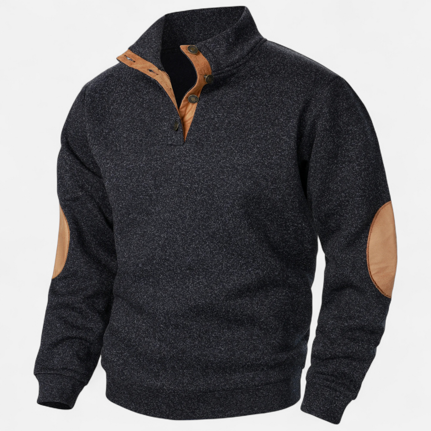 Levi Herren Strickpullover Stehkragen Patchwork Braun