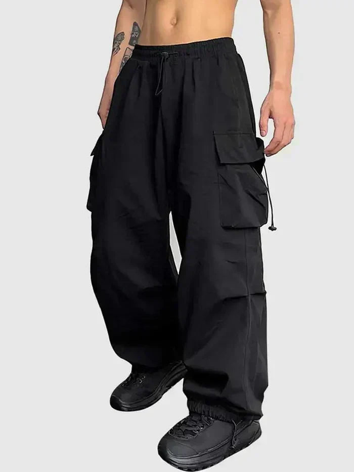 Herren Cargo Hose Weite Bein Baumwolle Oliv - Eveloria