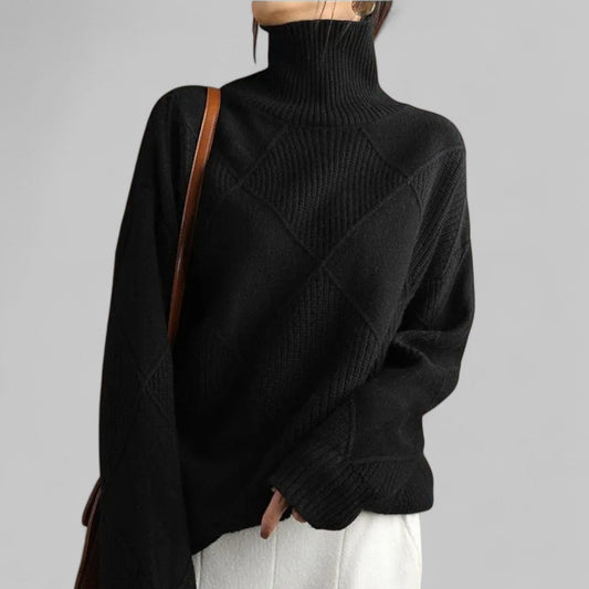 Damen Oversized Winterpullover Muster Rollkragen - Eveloria
