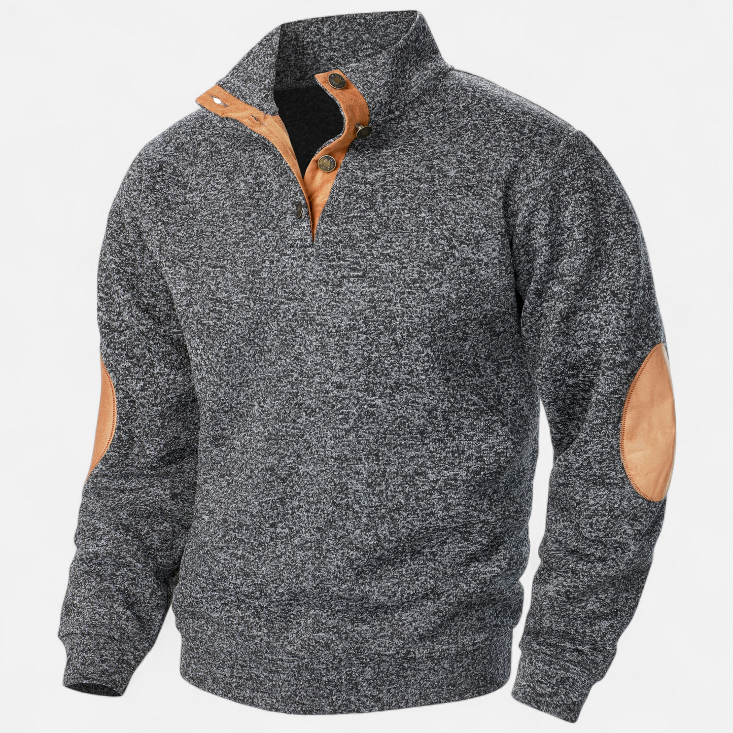 Levi Herren Strickpullover Stehkragen Patchwork Braun