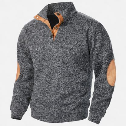 Levi Herren Strickpullover Stehkragen Patchwork Braun