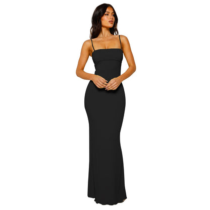 Damen Maxi Abendkleid Quadratischer Hals