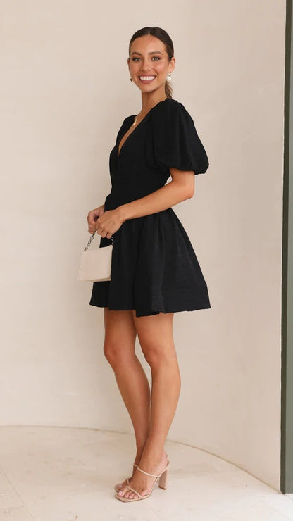 Damen Minikleid Puffärmel