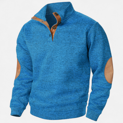 Levi Herren Strickpullover Stehkragen Patchwork Braun