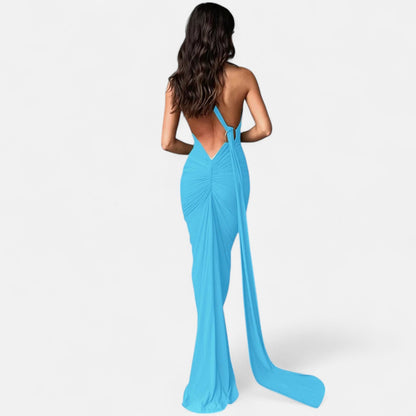Damen Maxikleid Ein-Schulter-Neckholder