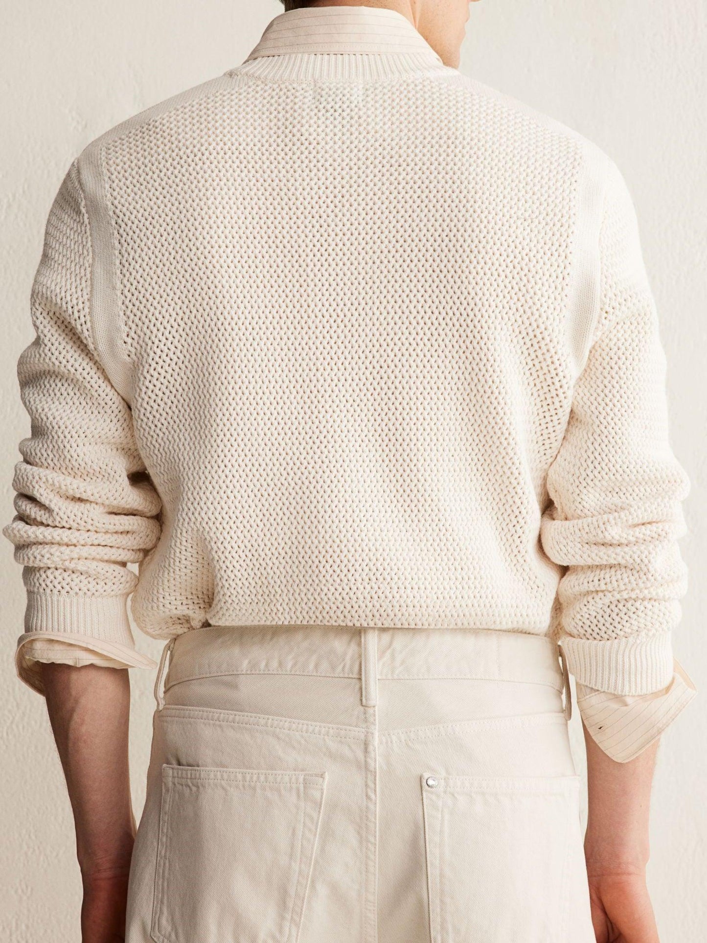 Herren Strickpullover Strukturierter Look Klassisch Beige