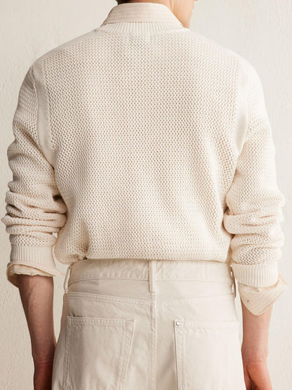 Herren Strickpullover Strukturierter Look Klassisch Beige