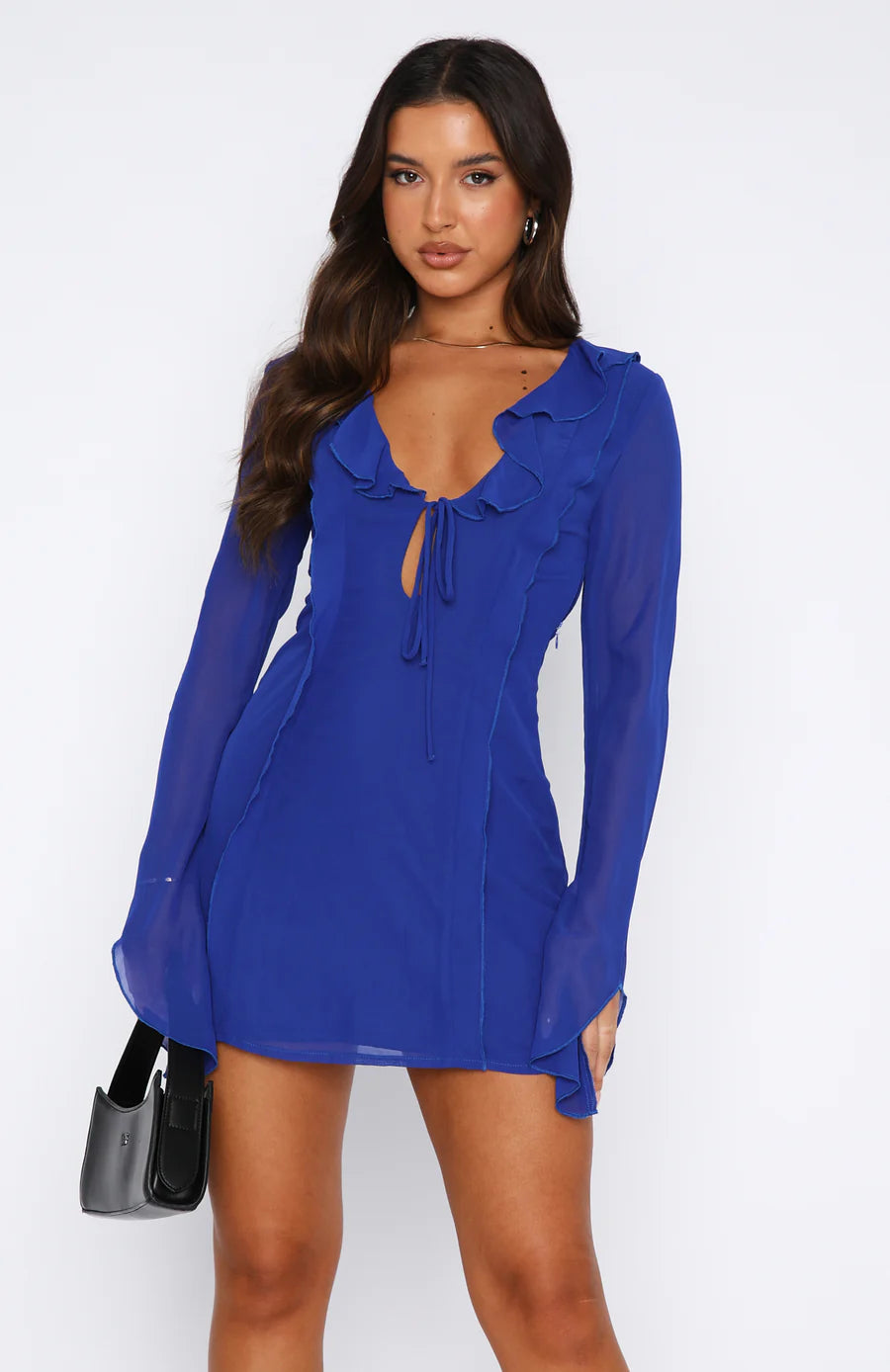 Damen Langärmliges Minikleid mit Rüschen