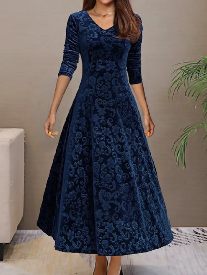 Damen Maxikleid Breiter Saum Falten Design