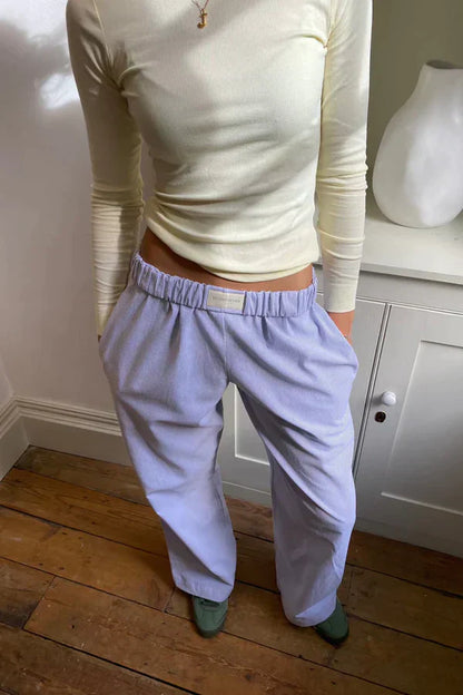 Eveloria Damenlose Hose Gestreift Elastisch