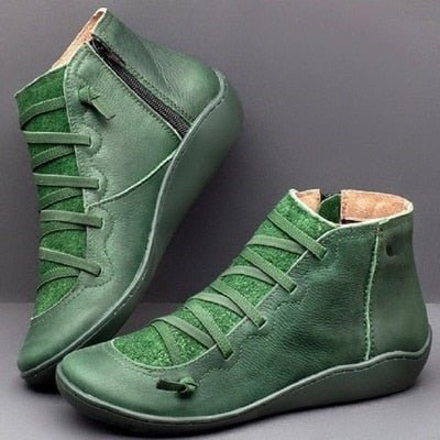 Damen Stiefeletten Echtes Leder Reißverschluss