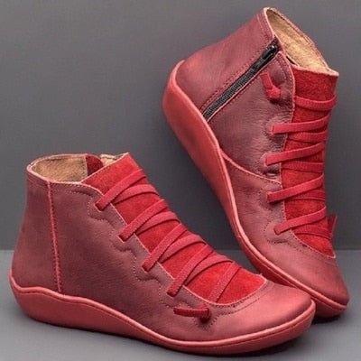 Damen Stiefeletten Echtes Leder Reißverschluss
