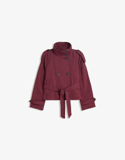 Damen Kurztrenchcoat Taillengürtel Wetterfest
