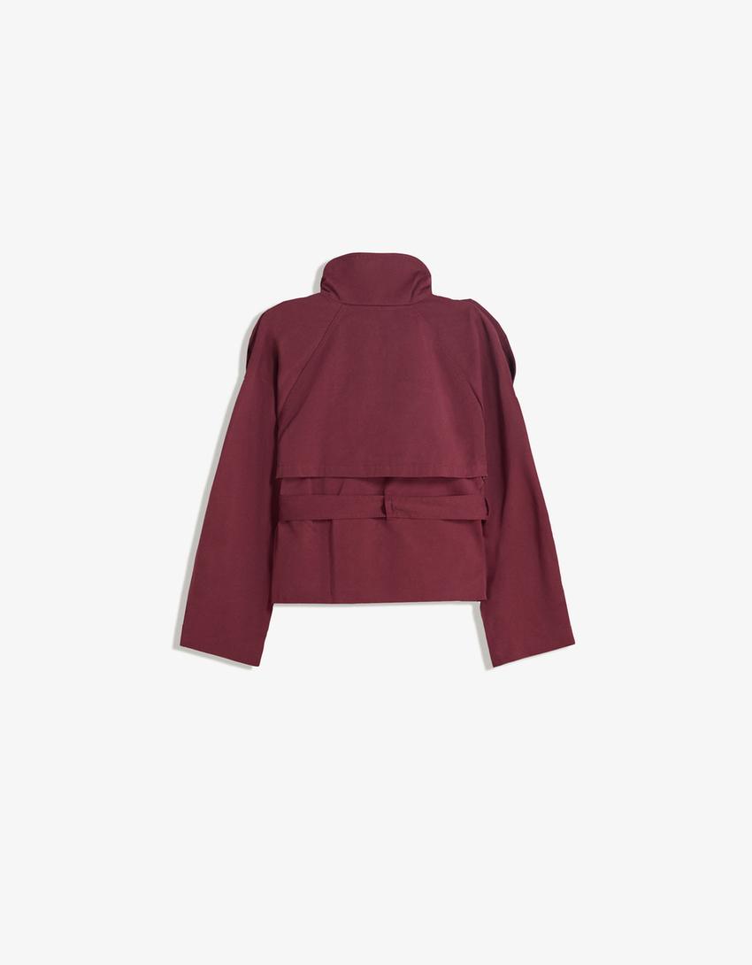 Damen Kurztrenchcoat Taillengürtel Wetterfest