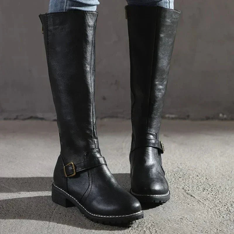 Damen Reitstiefel Elegantes Leder Braun