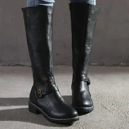 Damen Reitstiefel Elegantes Leder Braun