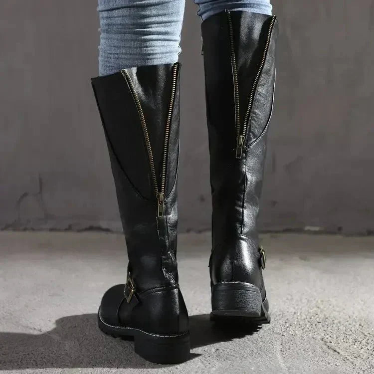 Damen Reitstiefel Elegantes Leder Braun