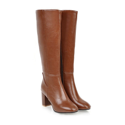 Damen Stiefel Klassisch Hoch mit Blockabsatz