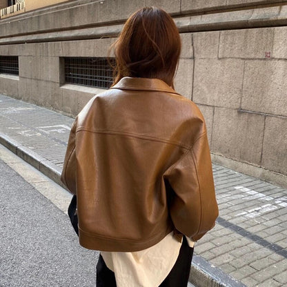 Damen Modische Kurze Jacke Boxy-Passform