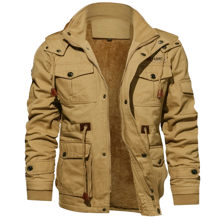 Herren Winterjacke Warm Gefüttert mit Kapuze, Mehreren Taschen,