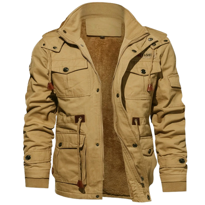 Herren Winterjacke Warm Gefüttert mit Kapuze, Mehreren Taschen,