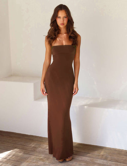 Damen Maxi Abendkleid Quadratischer Hals Schwarz - Eveloria