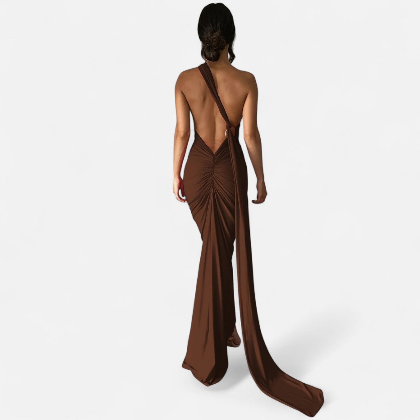 Damen Maxikleid Ein-Schulter-Neckholder