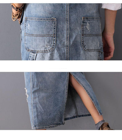 Eveloria Damen Jeansrock mit Trägern