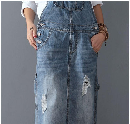 Eveloria Damen Jeansrock mit Trägern