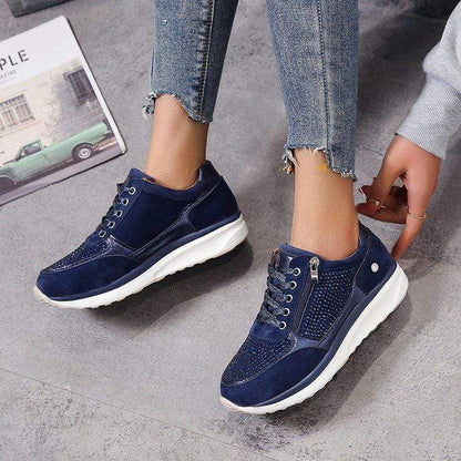 Damen Plateau Sneaker Schnürung Reißverschluss - Eveloria