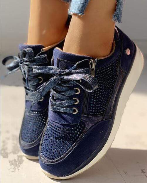 Damen Plattform Sneaker Schnürschuhe