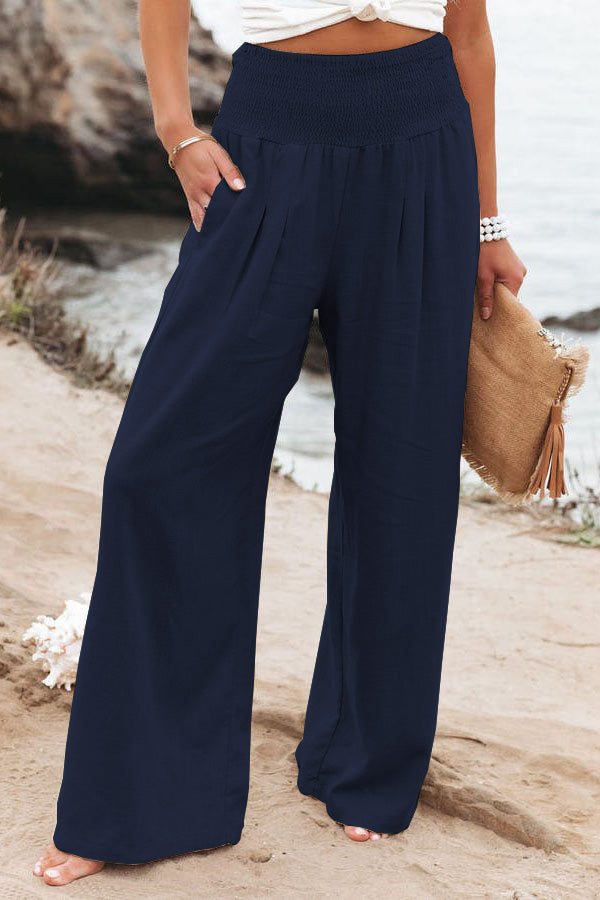 Damen High-Waist Hosen Weites Bein