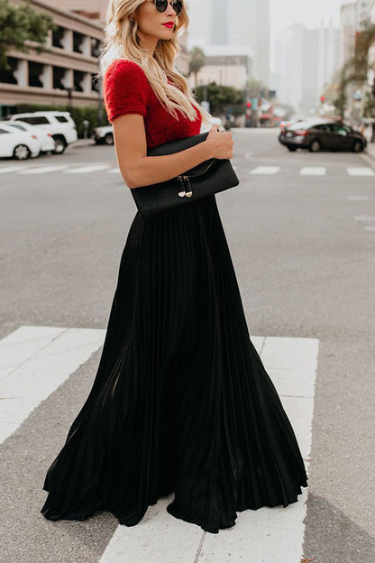 Eveloria Damen Maxi Rock Plissiert