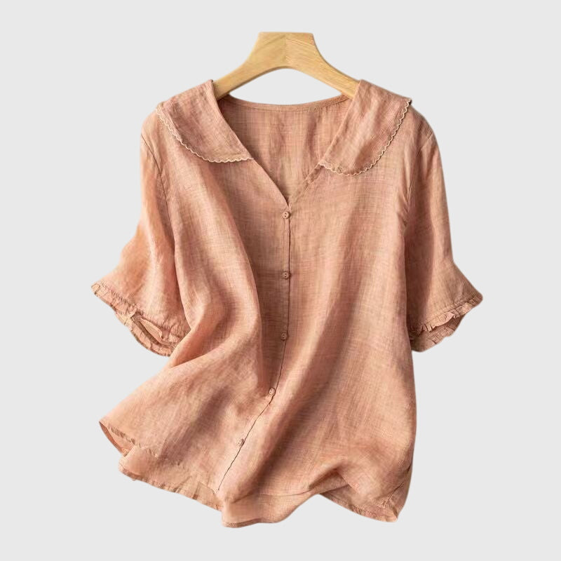 Damen Bluse Kurzärmelig Knopfleiste
