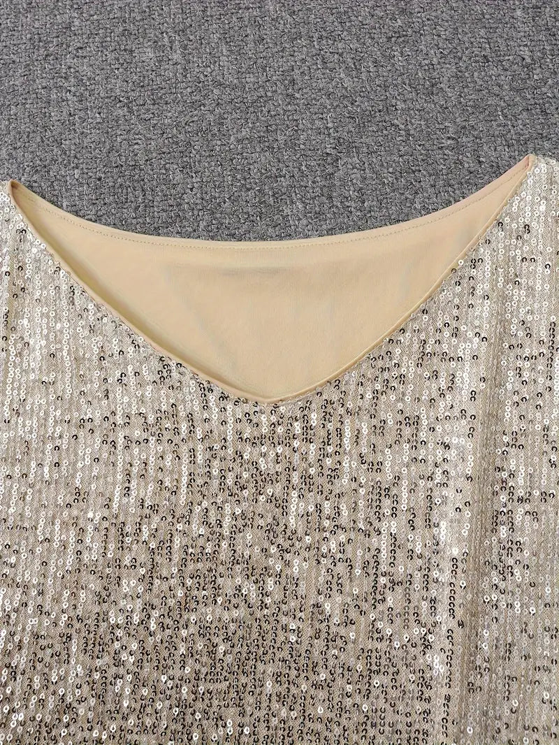 Eveloria Damen Paillettenkleid Kontrastfarben