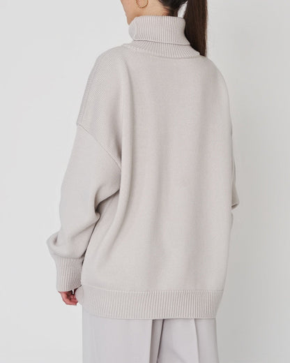 Damen Oversize Pullover Hochhalter Lässig Bequem