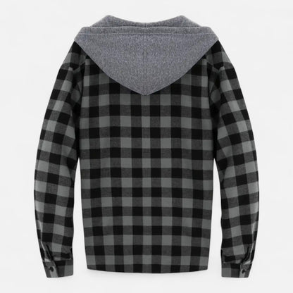 Jadon Herren Karo-Hoodie Knopfleiste Kordelzug