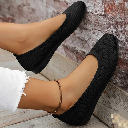 Damen Flache Schuhe Runde Zehenpartie Leder