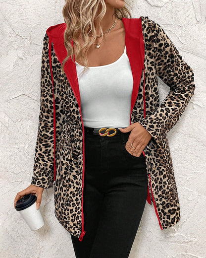 Damenmantel Leicht Leopardenfutter Stylisch Beige