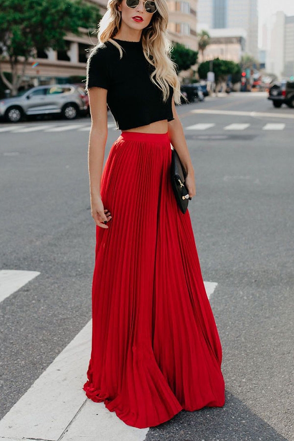Eveloria Damen Maxi Rock Plissiert