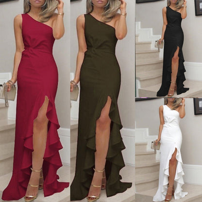 Eveloria Damen Swing-Kleid Geteiltem Rüschensaum