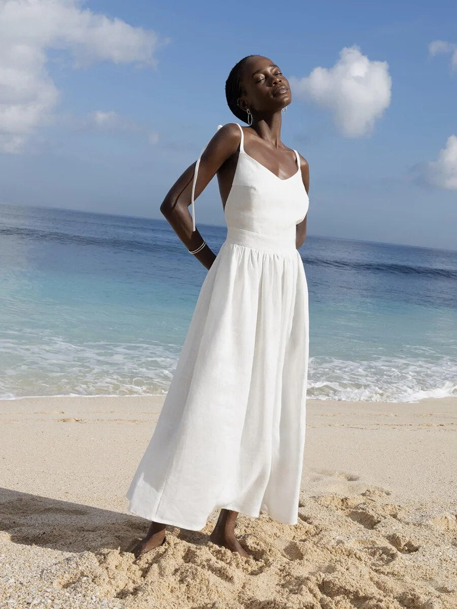 Eveloria Damen Strandkleid Rückenfrei Leicht Sommerkleid - Eveloria