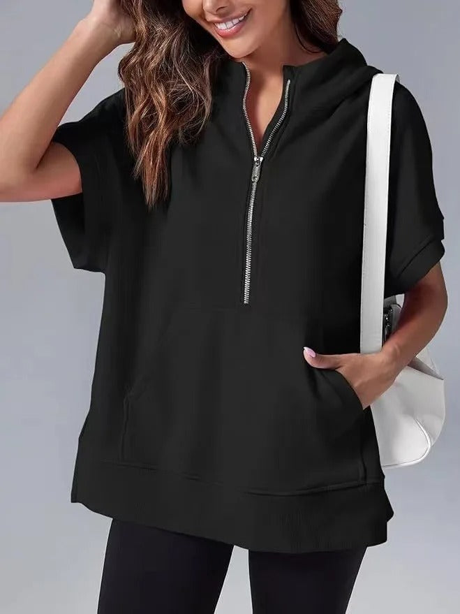 Eveloria Damen Kapuzenpullover Kurzarm Lässig