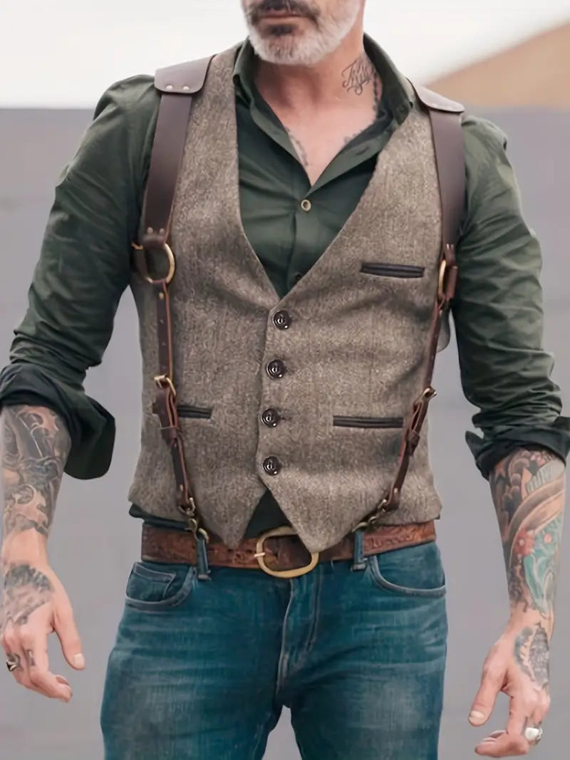 Eveloria Damen Reversweste V-Ausschnitt Vintage - Eveloria