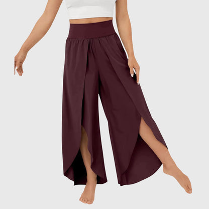 Damen Boho-Hose Weit geschnitten mit Schlitzdesign