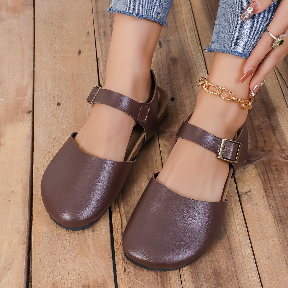 Eveloria Damen Slingback Sandalen Kork Geschlossene Spitze