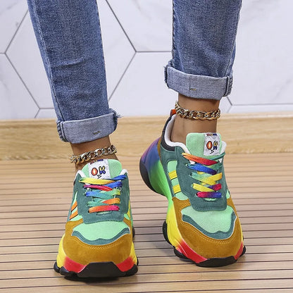 Eveloria Damen Sneakers Regenbogen Farben
