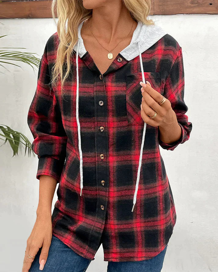 Eveloria Damen Kapuzenjacke Karomuster