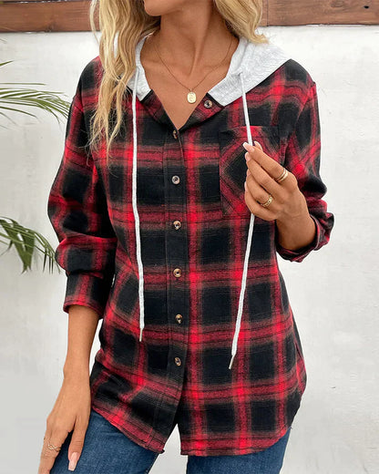 Eveloria Damen Kapuzenjacke Karomuster